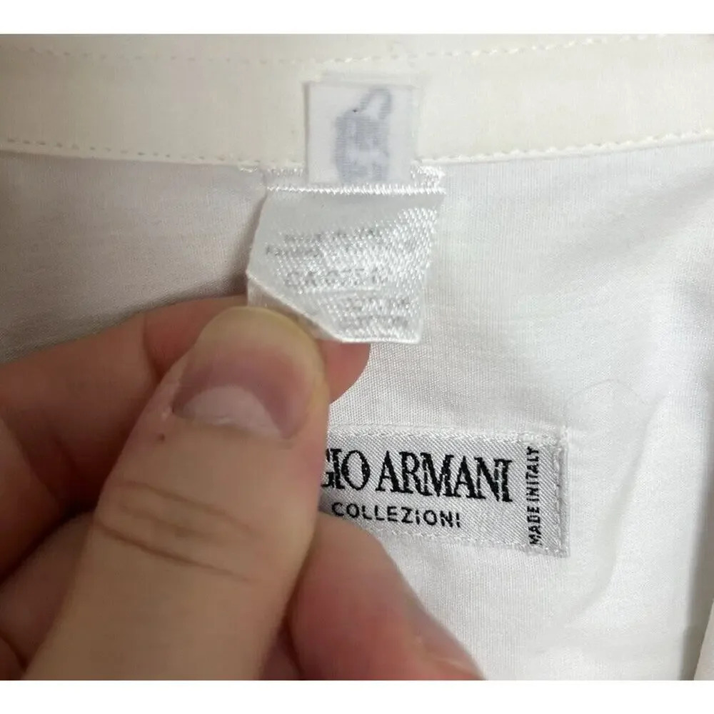 Giorgio Armani Le Collezioni Tuxedo Bib Long Sleeve Button Down Shirt 15.5/39 - Picture 4 of 11